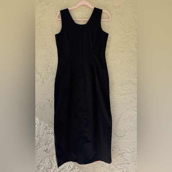 Vintage KY’s Hawaii Floral Iris Black Cotton Sleeveless Maxi Dress Tiki Aloha - Picture 2 of 13